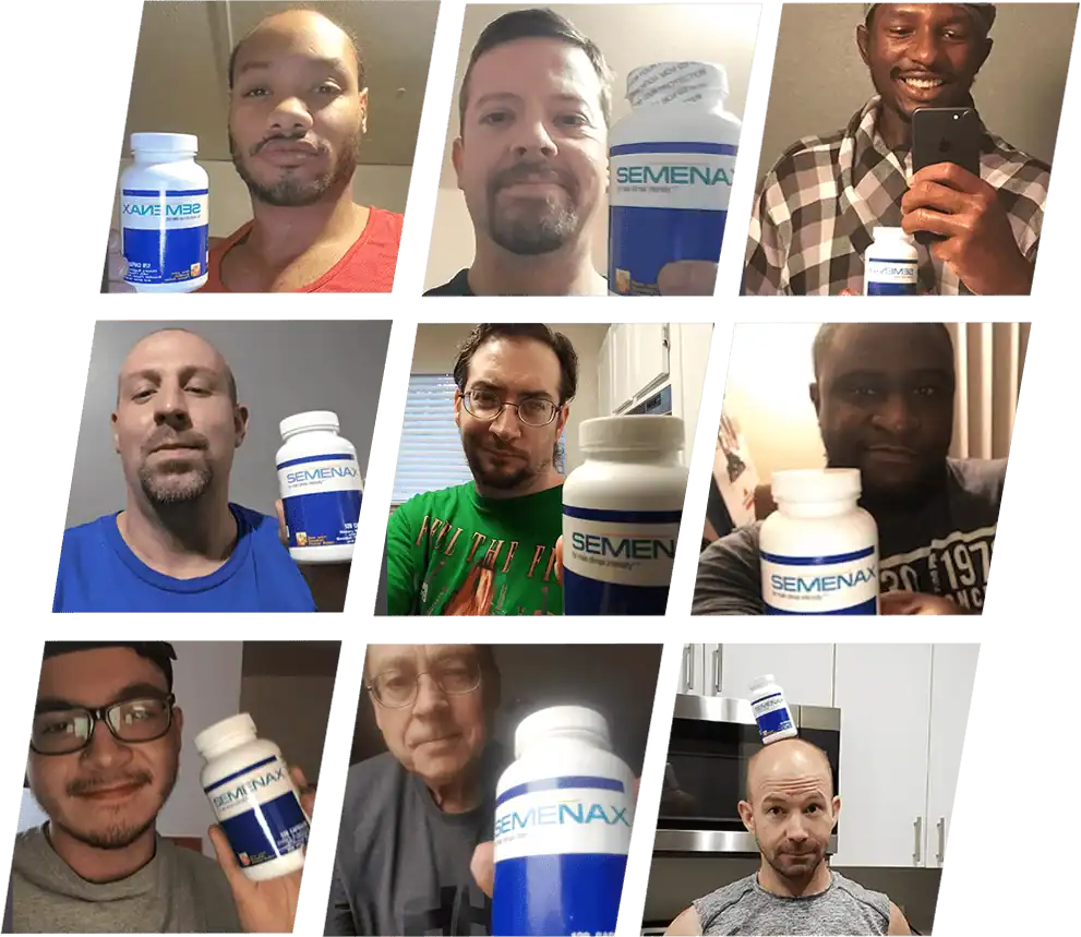 Customer portrait photo sharing personal feedback and a verified review for Semenax dietary supplement.